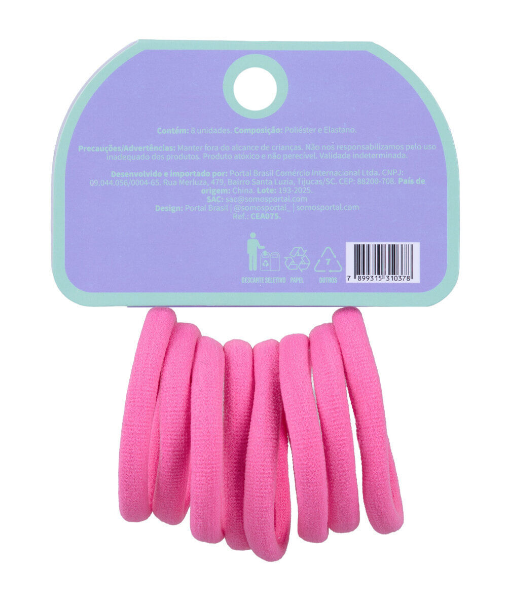 kit de elásticos para cabelo rosa com 8 unidades