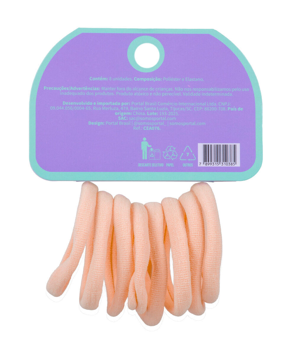 kit de elásticos para cabelo bege com 8 unidades