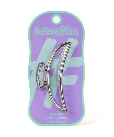 piranha para cabelo meia lua grande silver prateada