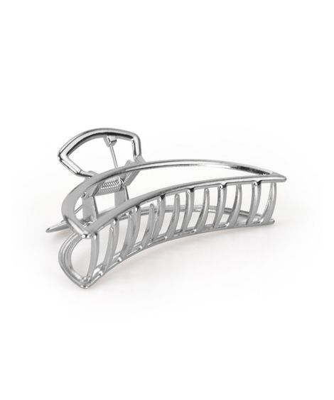 piranha para cabelo meia lua grande silver prateada