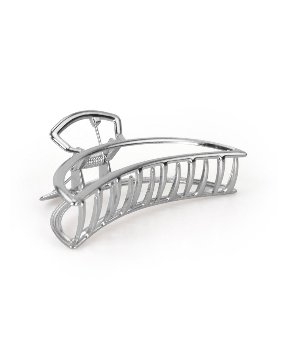 piranha para cabelo meia lua grande silver prateada