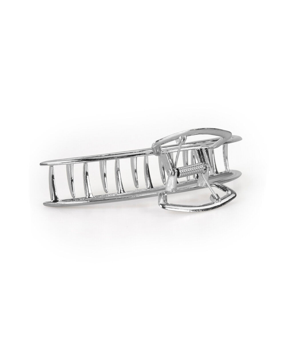 piranha para cabelo meia lua grande silver prateada