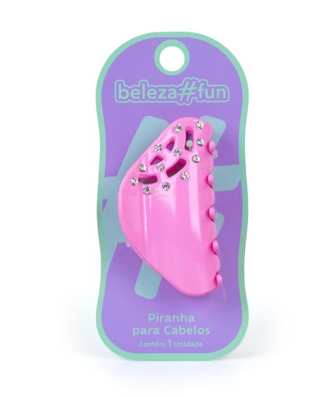 piranha para cabelo com strass rosa