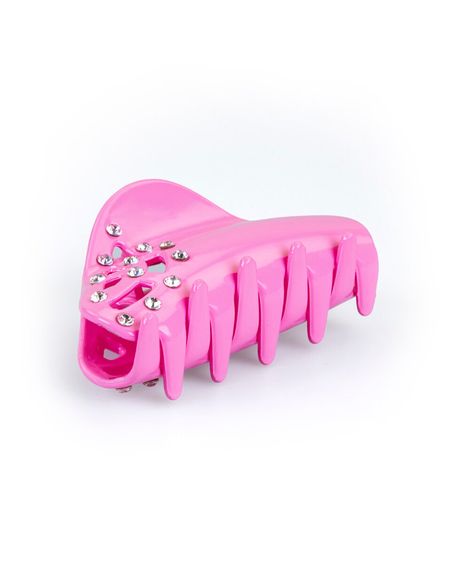 piranha para cabelo com strass rosa