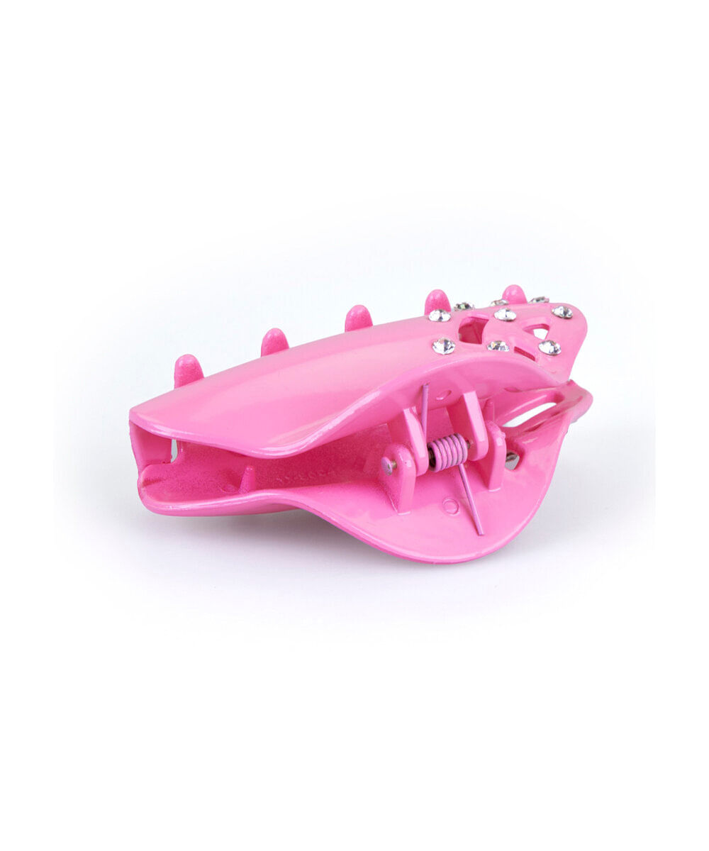 piranha para cabelo com strass rosa