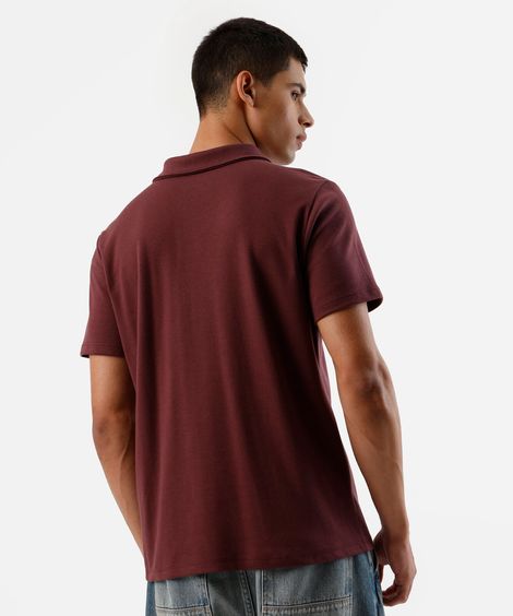 polo slim de algodão manga curta vinho