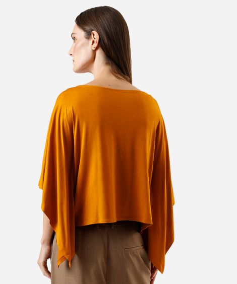 blusa ampla feminina de viscose decote canoa laranja