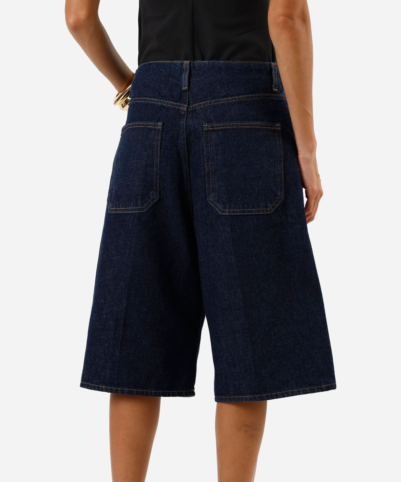 bermuda jorts feminina jeans cintua alta azul