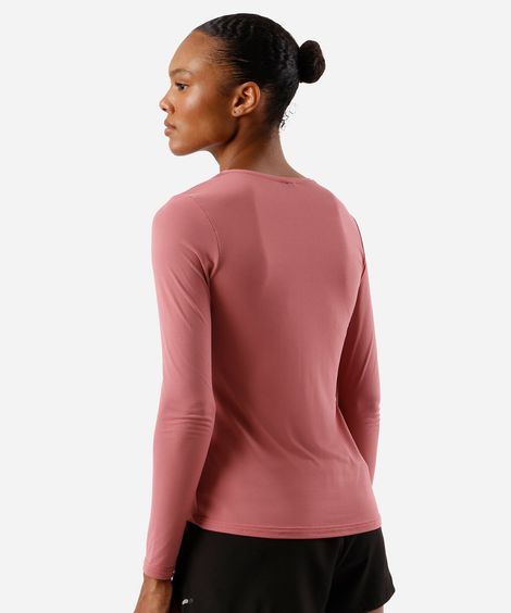 blusa feminina esportiva de poliamida manga longa rosa