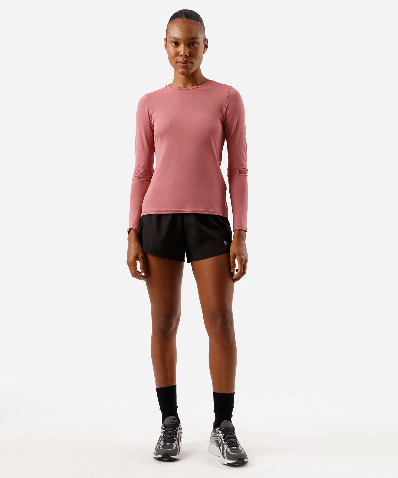 blusa feminina esportiva de poliamida manga longa rosa