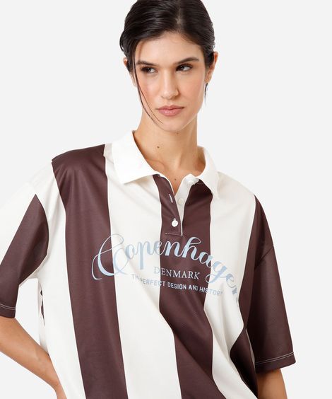polo oversized feminina manga curta listrada off white