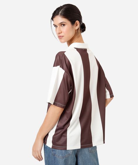 polo oversized feminina manga curta listrada off white
