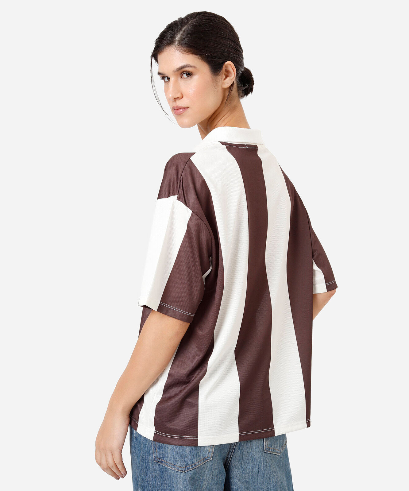 polo oversized feminina manga curta listrada off white