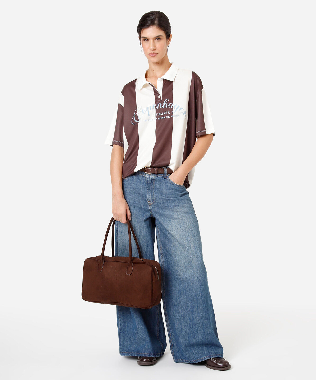 polo oversized feminina manga curta listrada off white