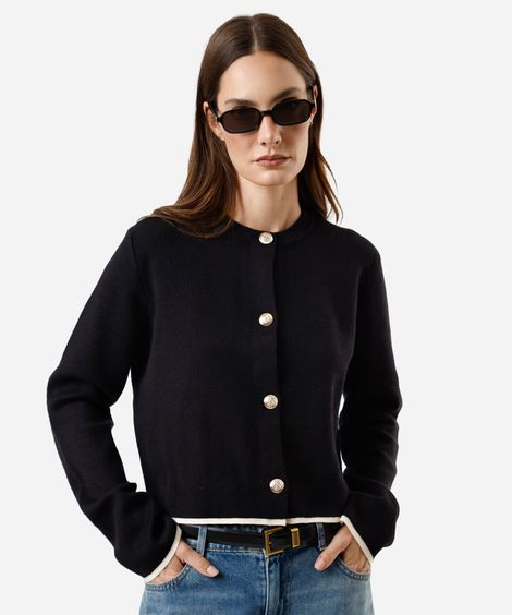 casaco feminino de tricot preto