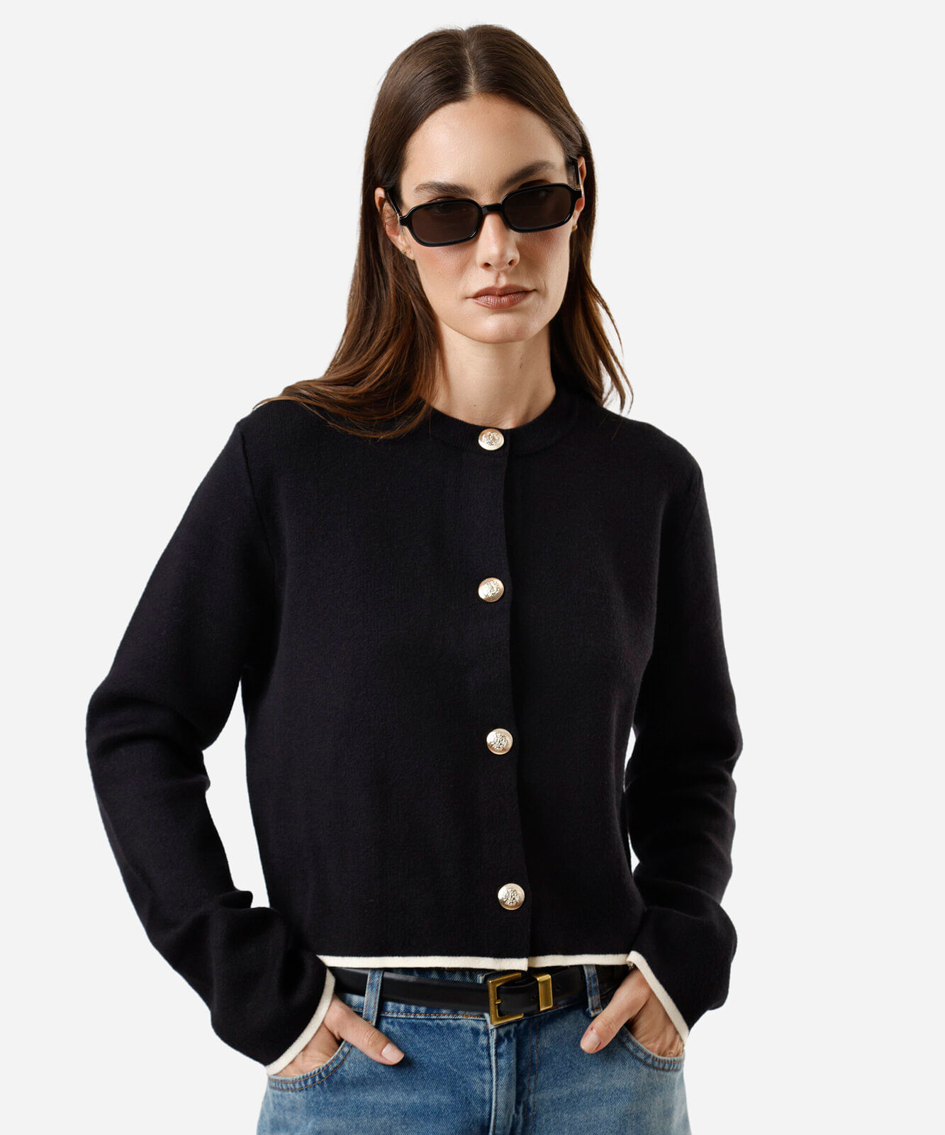 casaco feminino de tricot preto