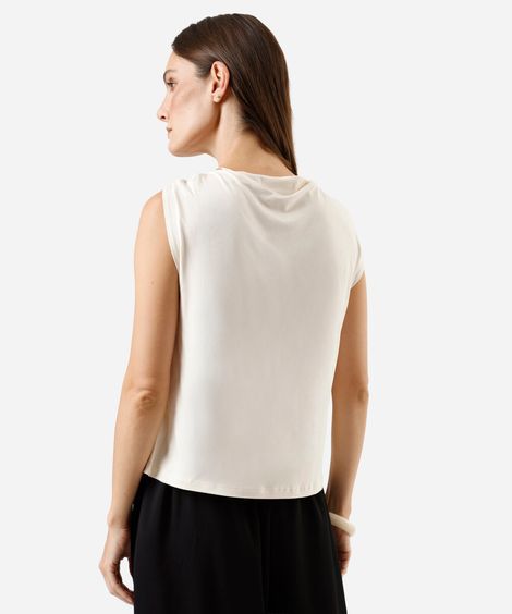 blusa feminina de viscose com fivela orgânica bege