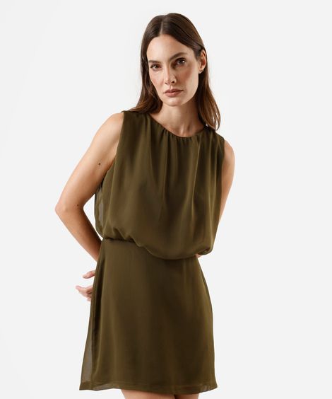 vestido curto feminino blusê decote redondo verde