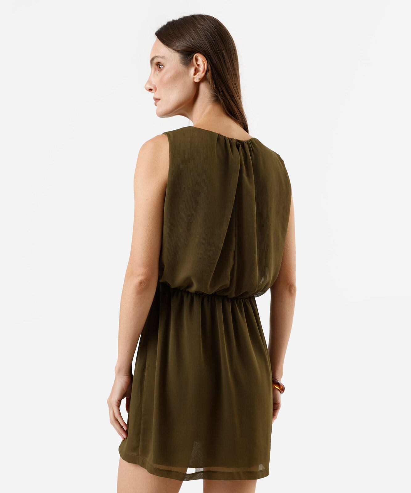 vestido curto feminino blusê decote redondo verde