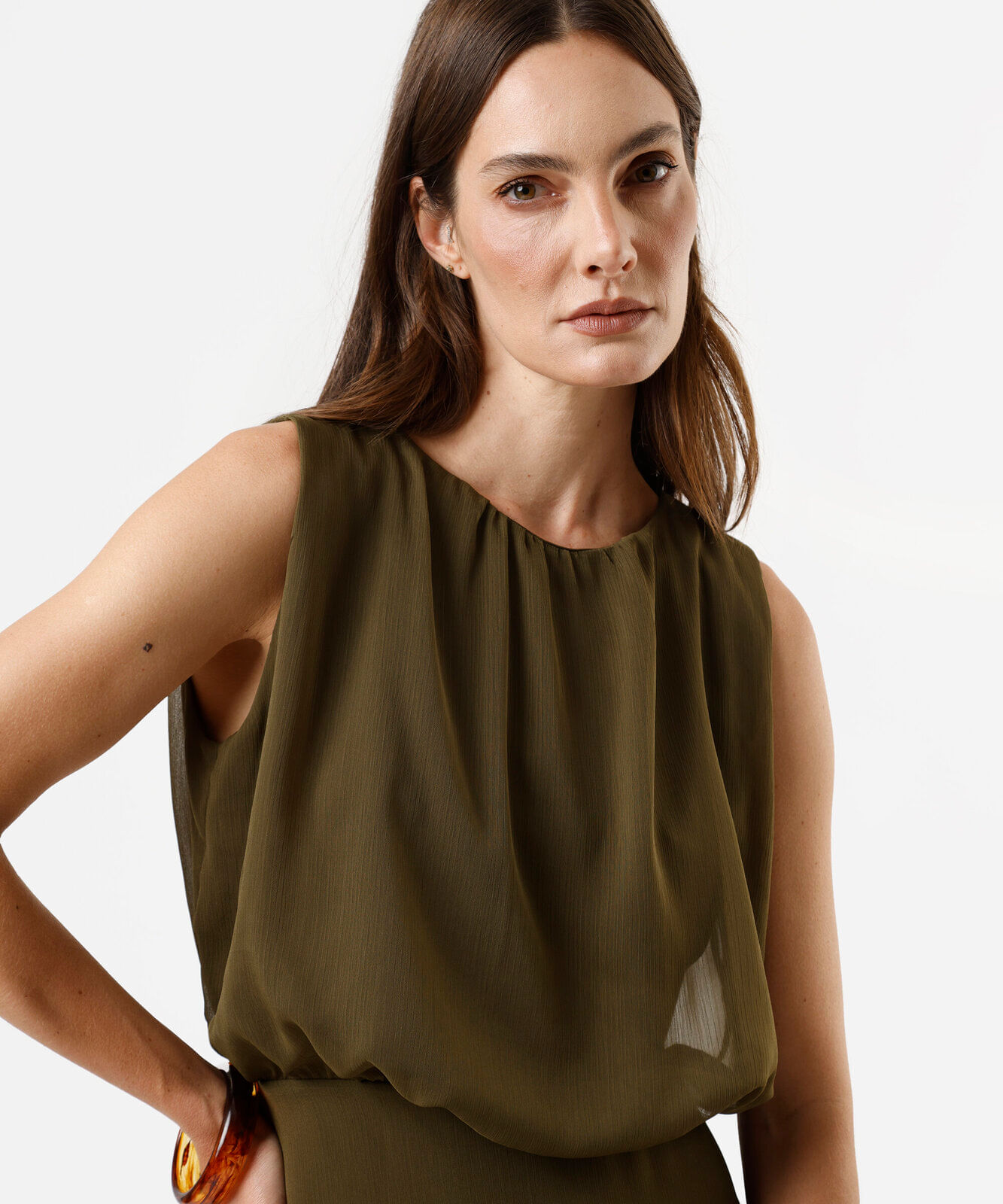 vestido curto feminino blusê decote redondo verde