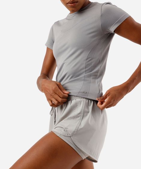 shorts feminino cea sports com bermuda interna cinza