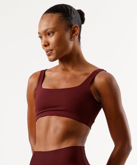 top feminino decote quadrado com bojo removível cea sports vinho