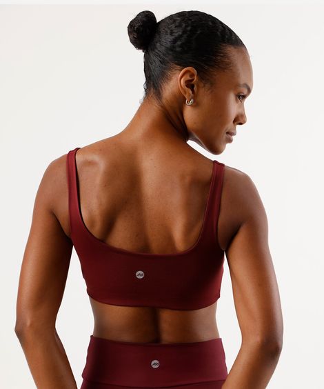 top feminino decote quadrado com bojo removível cea sports vinho