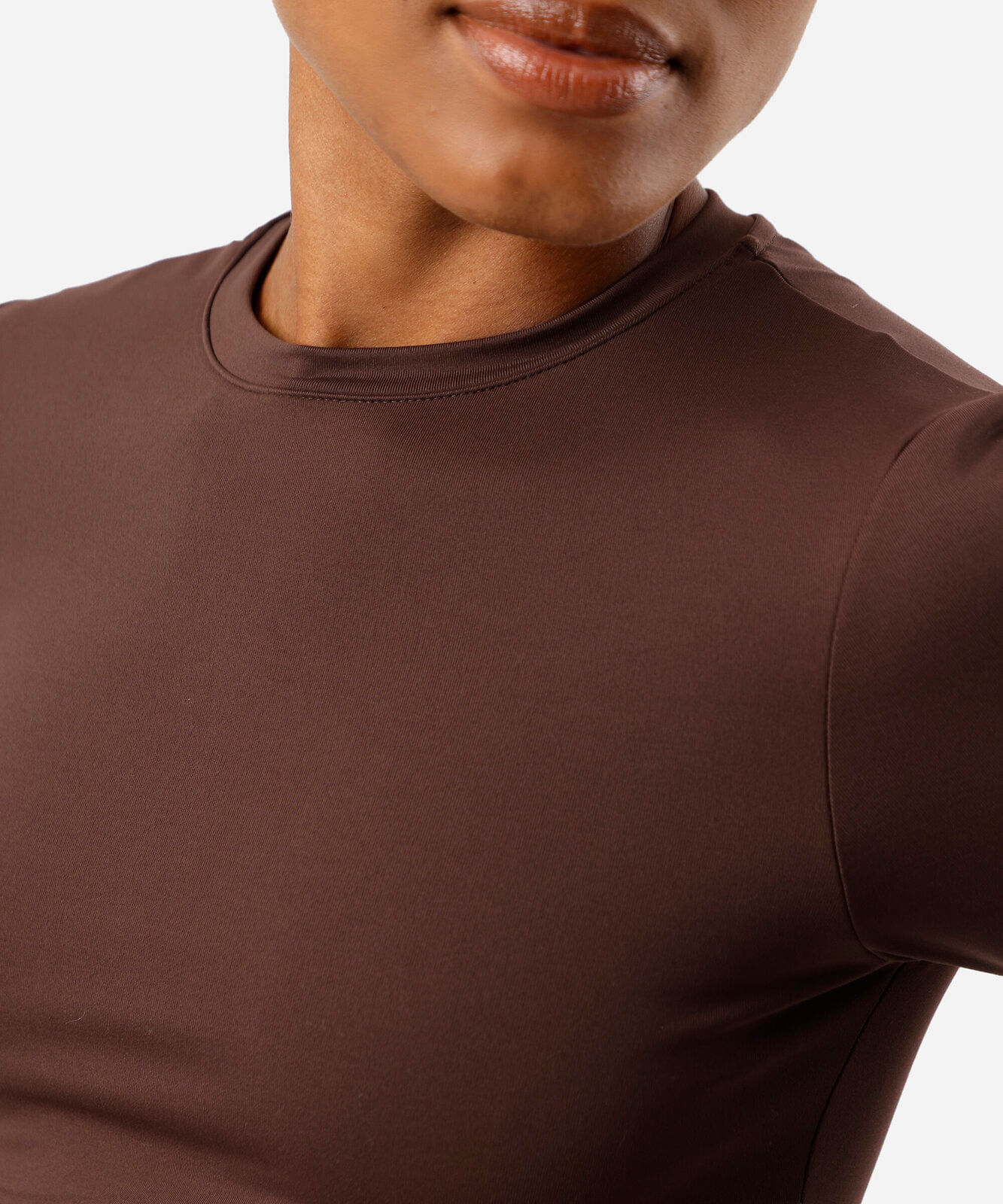 cropped  feminino de poliamida manga longa marrom