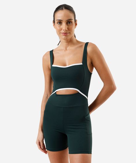 macaquinho feminino de poliamida com recorte cea sports verde