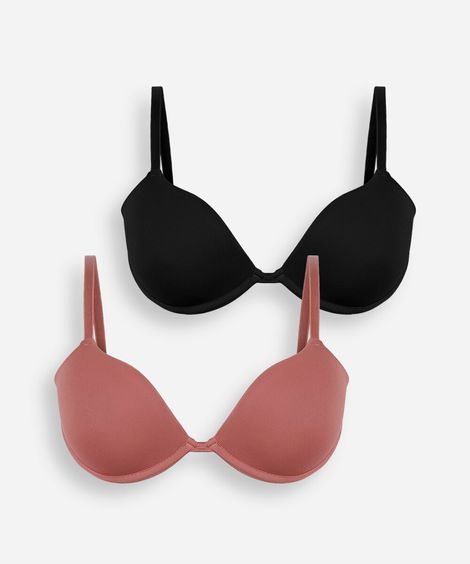 kit de 2 sutiãs push up feminino de poliamida colorido