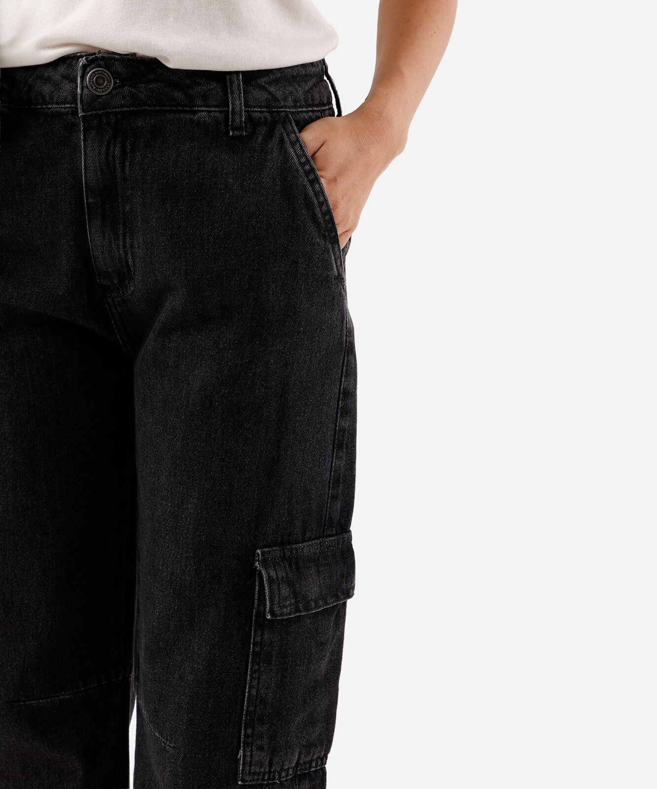 calça barrel feminina jeans cintura alta preta