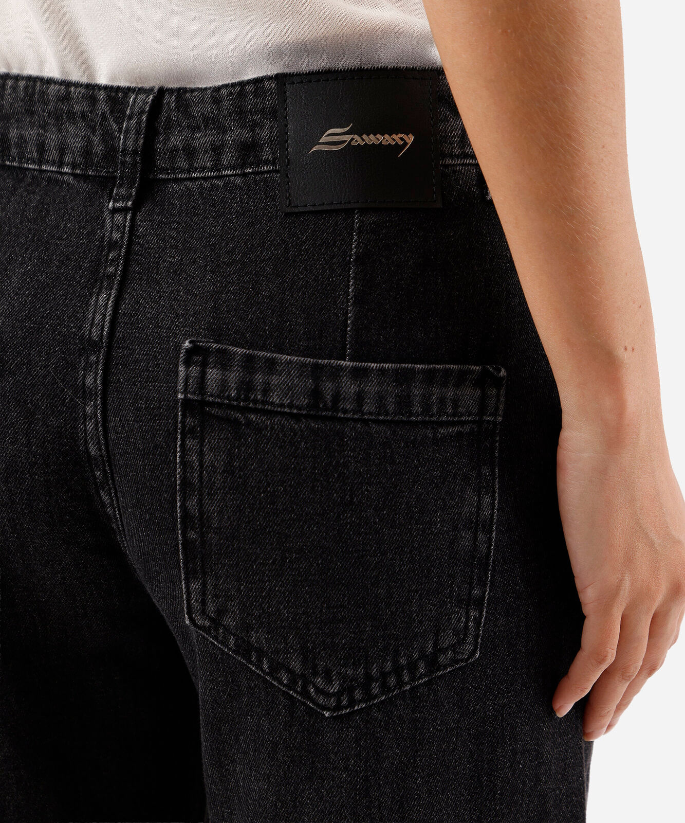 calça barrel feminina jeans cintura alta preta