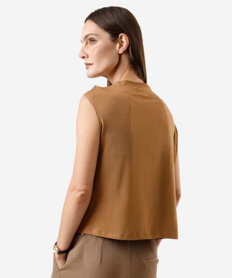 blusa feminina de viscose com fivela orgânica marrom