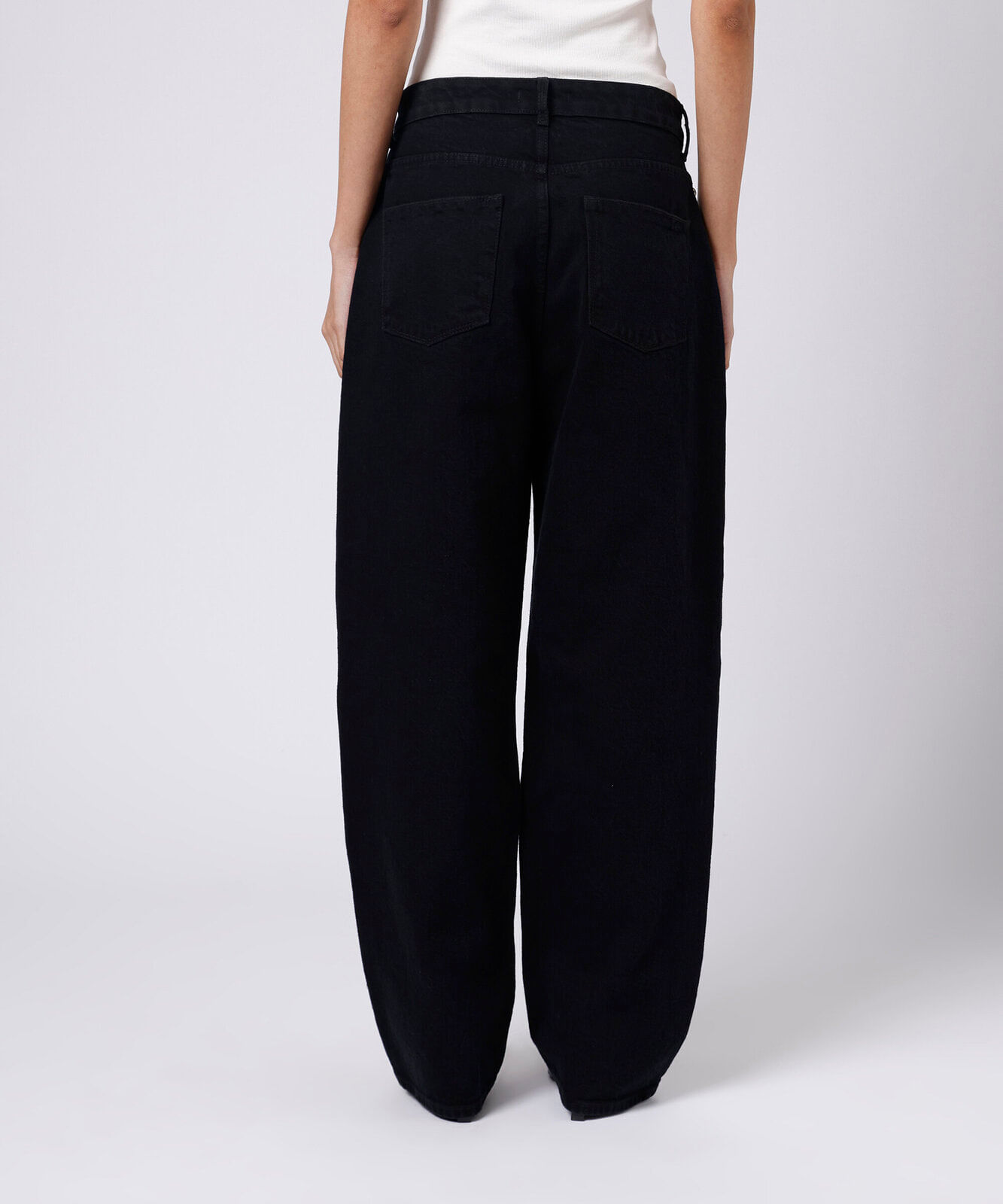 calça wide leg feminina jeans com tachas mindset preta