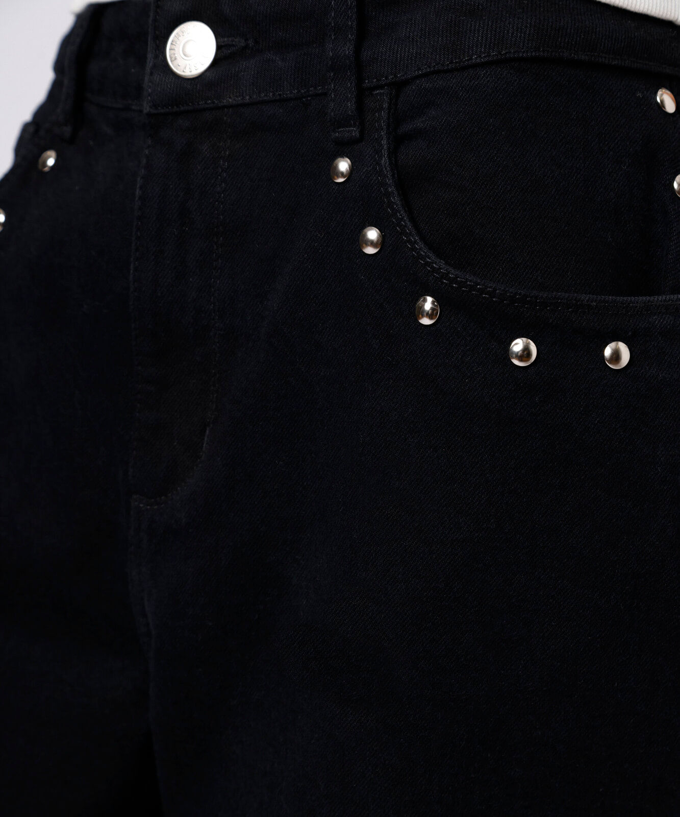 calça wide leg feminina jeans com tachas mindset preta