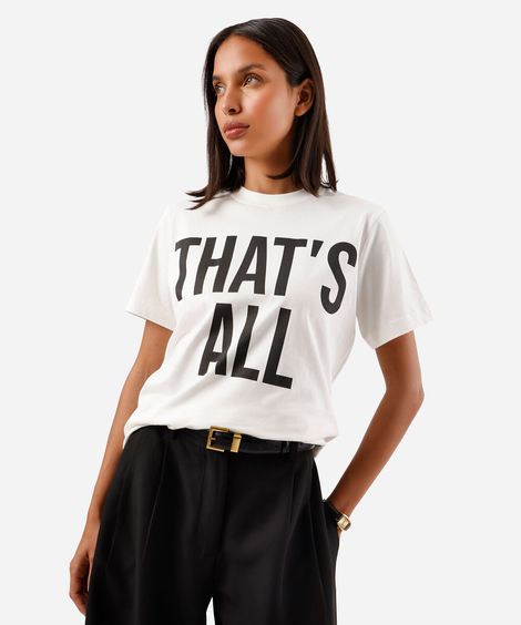 camiseta feminina de algodão manga curta estampada off white