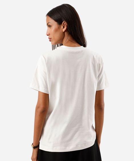 camiseta feminina de algodão manga curta estampada off white