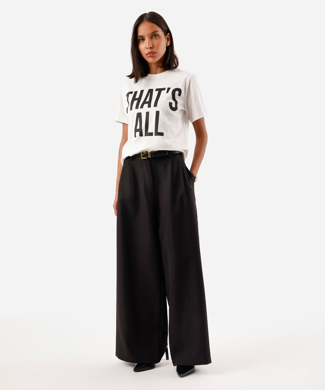 camiseta feminina de algodão manga curta estampada off white