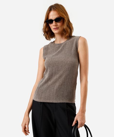 regata básica feminina texturizada marrom