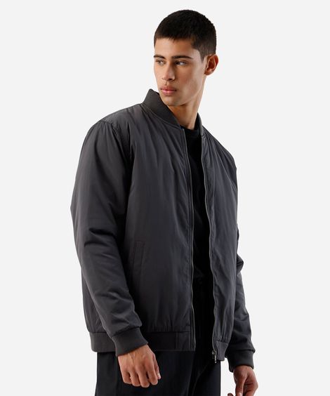 jaqueta bomber masculina bolso com zíper cinza