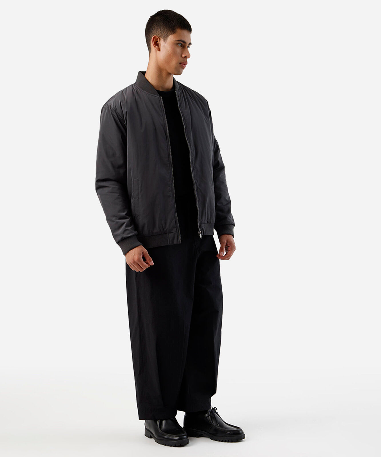 jaqueta bomber masculina bolso com zíper cinza