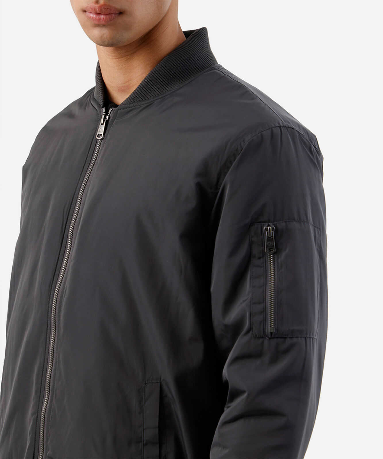 jaqueta bomber masculina bolso com zíper cinza
