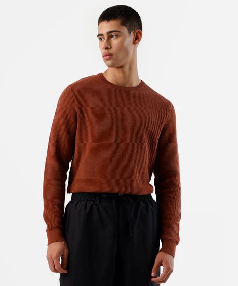 suéter de tricot canelado laranja