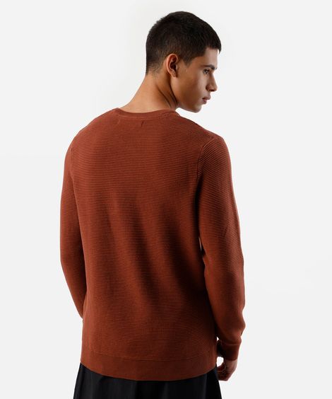 suéter de tricot canelado laranja