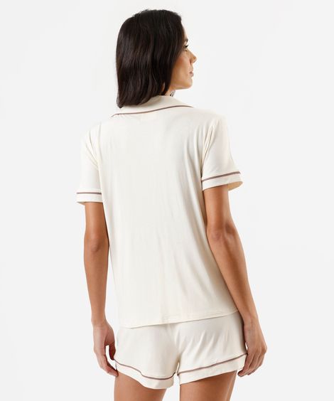 pijama americano curto feminino de viscose bege