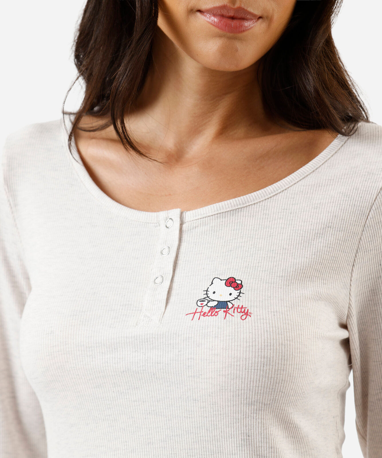 pijama longo feminino hello kitty bege