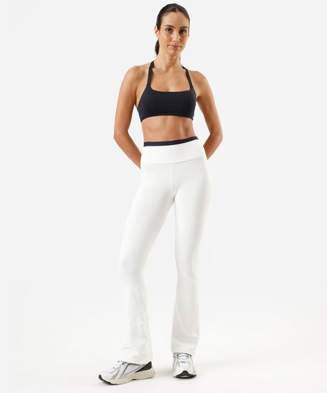 calça flare esportiva feminina de poliamida cea sports off white