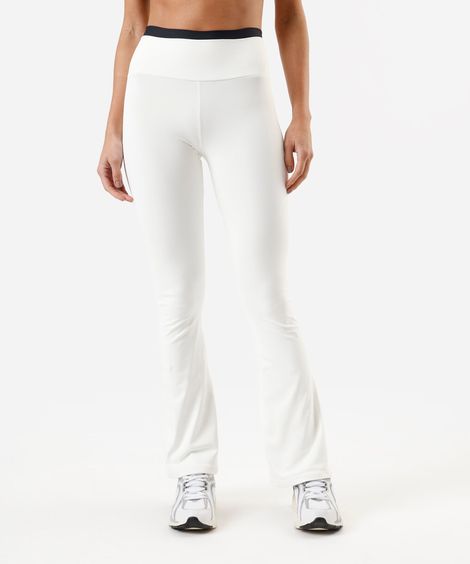 calça flare esportiva feminina de poliamida cea sports off white