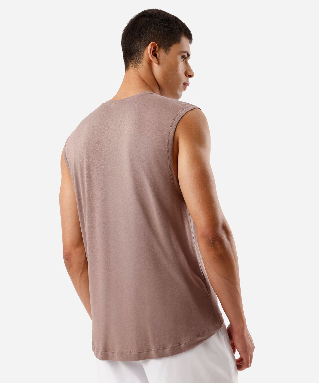regata esportiva muscle masculina de viscose marrom