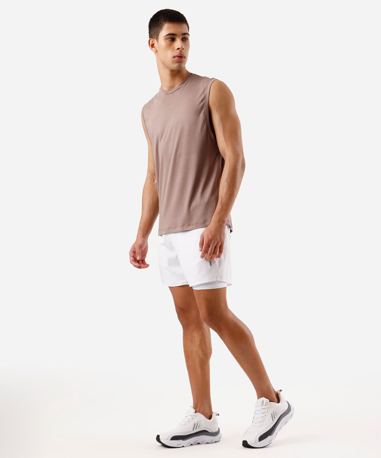 regata esportiva muscle masculina de viscose marrom
